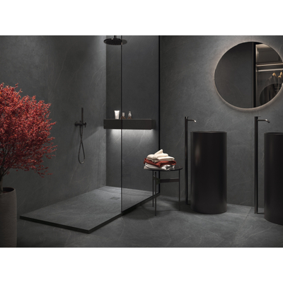 Cifre Ceramica Statale wand- en vloertegel - 60x120cm - gerectificeerd - Betonlook - Black mat (zwart)