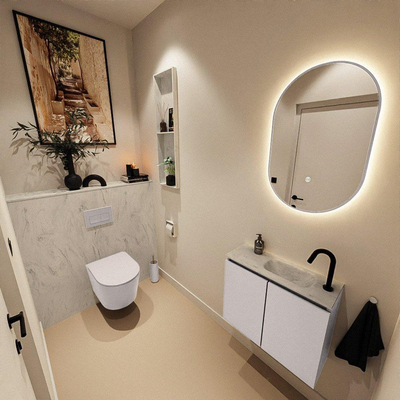MONDIAZ TURE-DLUX Meuble de toilettes 60 cm Cale. Lavabo EDEN Opalo position droite. Avec 1 trou de robinet.