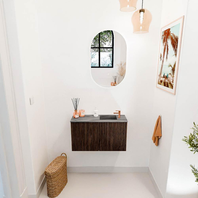 Mondiaz JOYA-DLUX 70cm toiletmeubel - kleur Walnut - Wastafel FAYE positie Rechts 1 kraangat kleur Sombra.