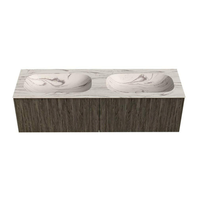 MONDIAZ KURVE-DLUX 150cm badmeubel kleur Shadow met 2 lades en 0 deuren. Wastafel STOR SMALL Dubbel zonder kraangat Nata.