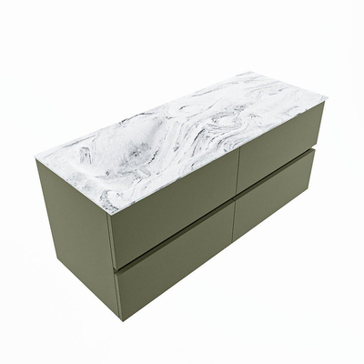 Mondiaz VICA-DLUX Ensemble de meuble de salle de bain - 120cm - meuble sous-vasque armée - 4 tiroirs - lavabo encastré nuage gauche - 1 trou de robinet - version haute de 60cm - glace