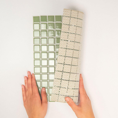 The Mosaic Factory Barcelona carrelage mosaïque - 30x30cm - carrelage mural - Carré - Porcelaine Olive Green Brillant