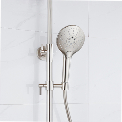 Fortifura Calvi Ensemble de douche de pluie - thermostatique - pomme de douche 30 cm - flexible lisse - douchette ronde - Inox brossé PVD