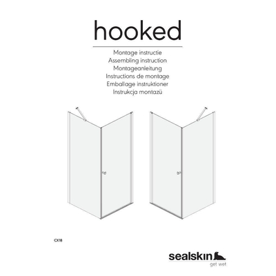 Sealskin Hooked draaideur 100x100cm met zijwand 6mm veiligheidsglas zilver hoogglans