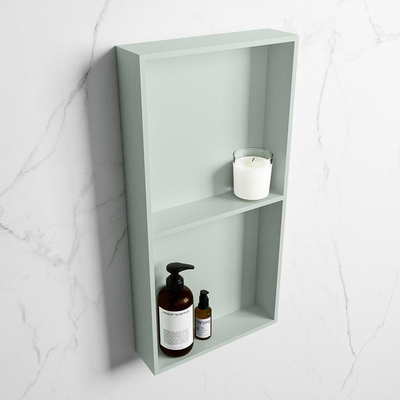Mondiaz Easy nis 29.5x59.5x8cm voor Inbouw/opbouw 2 open vakken Solid surface Greey/Greey