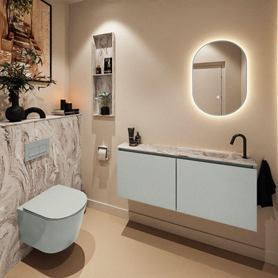 MONDIAZ TURE-DLUX 120cm toiletmeubel Greey. EDEN wastafel Glace positie rechts. Met 1 kraangat.