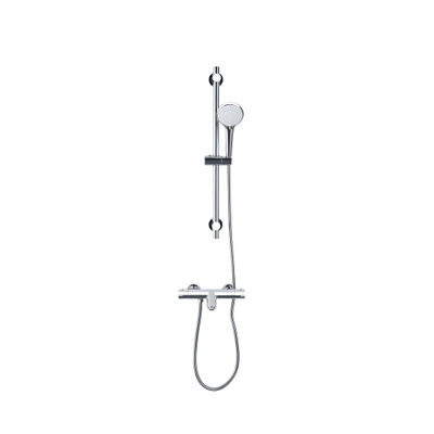 Adema Sparkle 2.0 Badset - thermostatische badkraan - 70cm glijstang - ronde handdouche - metalen doucheslang - chroom