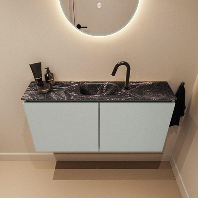 MONDIAZ TURE-DLUX Meuble toilette - 100cm - Greey - EDEN - vasque Lava - position centrale - 1 trou de robinet