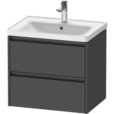 Duravit Ketho.2 Wastafelonderbouwkast - met 2 laden - 63.4x45.5x54.9cm - met grepen antraciet - grafiet mat