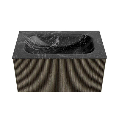 Mondiaz KURVE-DLUX Badkamermeubelset - 80x46x40cm - 1 lade - wastafel solid surface - midden - zonder kraangat - Shadow