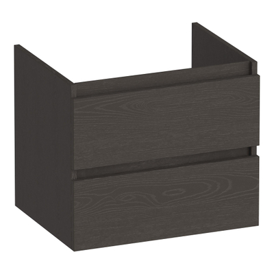 Brauer Joy Meuble sous vasque - 60cm - 2 tiroirs softclose - poignée intégrée - 1 découpe pour siphon - Timber Anthracite