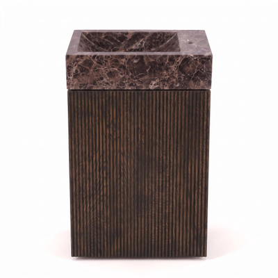 Saniclass Holz Atelier Ensemble de meuble WC - 40x60.5cm - 1 porte - fontaine dark emporador - trou de robinet à droite - chêne charcoal