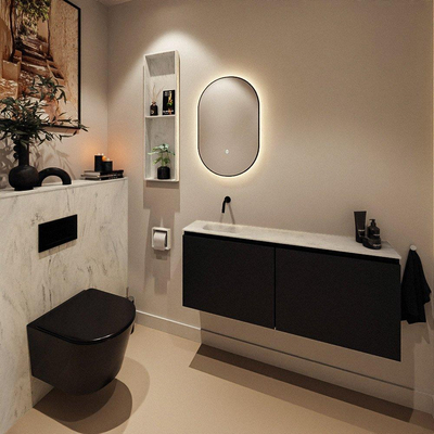 MONDIAZ TURE-DLUX Meuble toilette - 120cm - Urban - EDEN - vasque Opalo - position gauche - sans trou de robinet