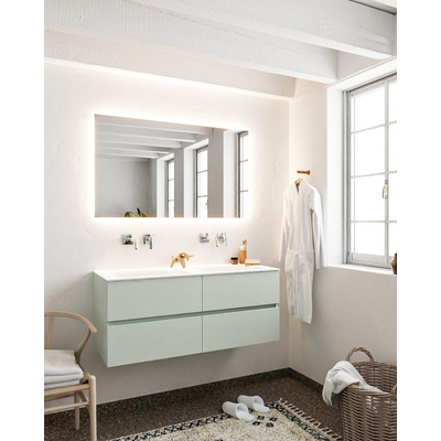MONDIAZ VICA Ensemble de meuble salle de bain - 120cm - 4 tiroirs - lavabo Cloud double - 0 trou de robinet - solid surface gris