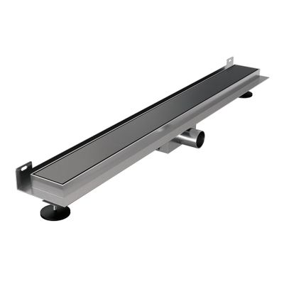 Brauer Caniveau de douche - 80x7.5cm - flasque murale - grille d'insertion de carrelage réversible - inox - gunmetal brossé