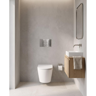 QeramiQ Dely Pack WC - 36.3x51.7cm - à fond creux - sans bride - réservoir encastré Geberit UP720 - abattant WC softclose 35 mm - plaque de déclenchement gris clair - boutons ronds - blanc brillant
