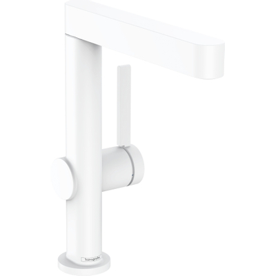 Hansgrohe Finoris 1 greeps wastafelkraan - 230 draaibare uitloop - met afvoerplug - mat wit