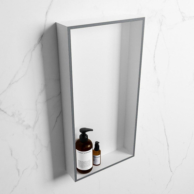 MONDIAZ EASY Nis - 59.5x29.5cm - geschikt voor in- of opbouw - 1 vak - kleur Plata | Talc