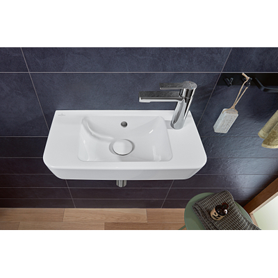 Villeroy & Boch O.novo fontein - 50x25cm - 1 kraangat R - met overloop CeramicPlus - White Alpine (glans wit)