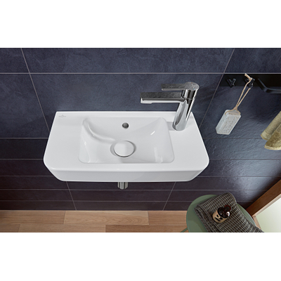 Villeroy & Boch O.novo Lave-main WC 50x14.5x13.5cm avec trop-plein 1 trou de robinet Blanc Alpin