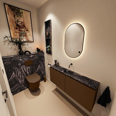 MONDIAZ TURE-DLUX 120cm toiletmeubel Rust. EDEN wastafel Lava positie midden. Zonder kraangat.