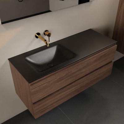 Mondiaz Aivy badmeubelset - 120x45x50cm - 0 kraangaten - 1 wasbak urban Solid surface - Links - 2 lades - Met spiegel - Melamine Mocha