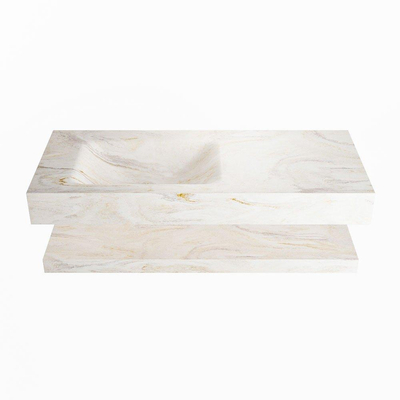 MONDIAZ ALAN - DLUX Badkamermeubelset - 110cm - planchet met vrijhangende wastafel - wasbak links - 1 kraangat - Ostra