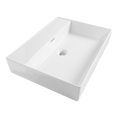 Brauer Lunar lavabo pour meuble - 61x13x46.5cm - avec trop-plein - 1 vasque - 0 trous de robinet - céramique - blanc brillant