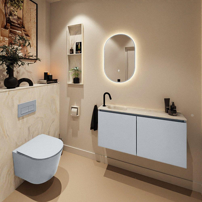 MONDIAZ TURE-DLUX 100cm toiletmeubel Clay. EDEN wastafel Ostra positie links. Met 1 kraangat.