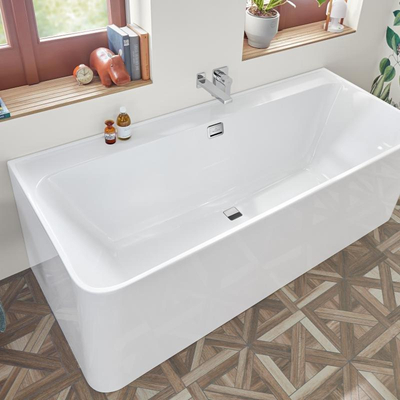 Villeroy & Boch Collaro bain semi-autoportant bain semi-autoportant - 180x80cm - rectangulaire trop-plein or Acrylique Blanc Brillant