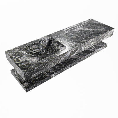 MONDIAZ ALAN - DLUX Badkamermeubelset - 150cm - planchet - Lava - vrijhangende wastafel - wasbak links - 0 kraangaten - Lava