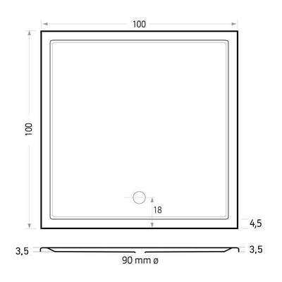 Xenz Mariana receveur de douche - 100x100x7 - Acrylique - pergamon