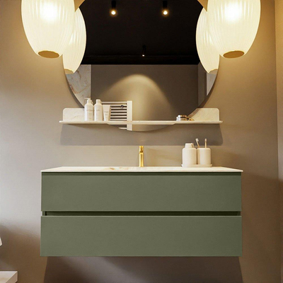 MONDIAZ VICA-DLUX Ensemble meuble de salle de bains - 120cm - sous-meuble army - 2 tiroirs - lavabo encastré cloud central - 1 trou de robinet - version haute 60cm - frape