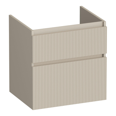 BRAUER Delight Wavy meuble sous-lavabo 60 2 tiroirs softclose - sans poignées - 1 découpe pour siphon - beige mat