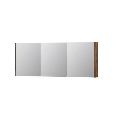INK SPK1 spiegelkast – 160x60x14 cm – 3 deuren, dubbelzijdige spiegeldeuren – Noten (Bruin) mat