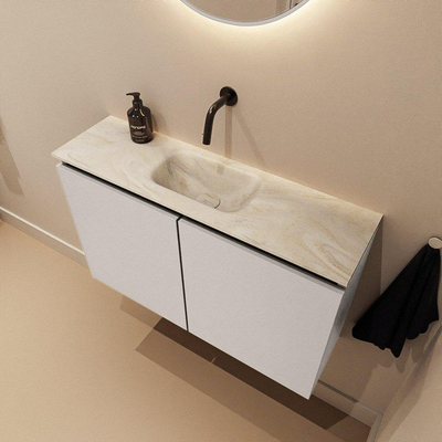 MONDIAZ TURE-DLUX 80cm toiletmeubel Linen. EDEN wastafel Ostra positie midden. Zonder kraangat.