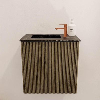Mondiaz JOYA-DLUX 40cm toiletmeubel - kleur Dusk - Wastafel FAYE positie Links 1 kraangat kleur Lava.