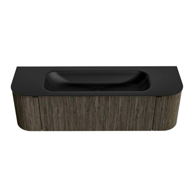 Mondiaz KURVE Ensemble de meuble de salle de bains - 150x46x40cm - 1 tiroir - 2 portes - lavabo solid surface - central - 1 trou de robinet - Shadow