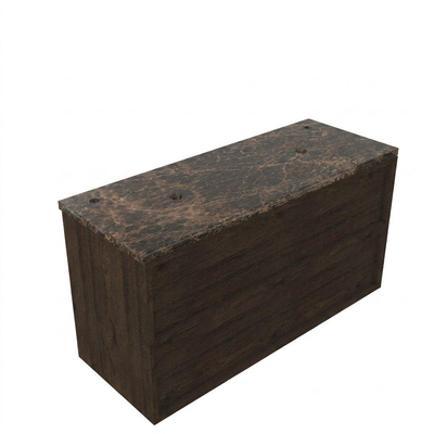 Saniclass Holz Frame Ensemble de meubles de salle de bains - 120x45x63cm - Plan de travail en pierre naturelle Noche dark emperador - 2 trous de robinet - 2 tiroirs - chêne charcoal mat (bois)