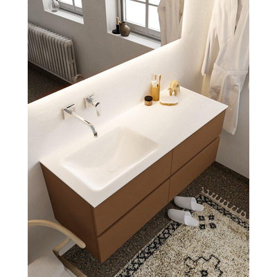 Mondiaz VICA ensemble de meuble de salle de bain - 120cm - meuble sous-vasque repos - 4 tiroirs - lavabo cloud gauche - sans trou de robinet version XL 60cm de haut