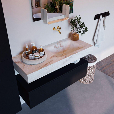 MONDIAZ ALAN - DLUX Ensemble de meubles de salle de bains - 110cm - meuble bas - Urban - 1 tiroir - lavabo suspendu - vasque à droite - 0 trous de robinet - Frappe