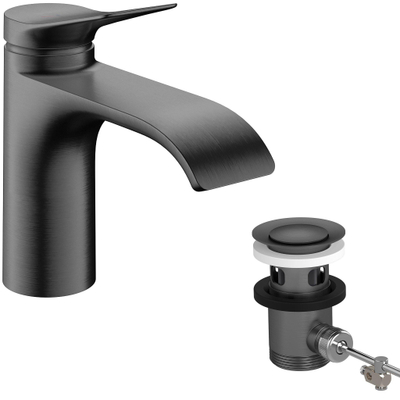 Hansgrohe VIVENIS wastafelkraan - model 80 - coolstart - brushed black chrome (zwart)