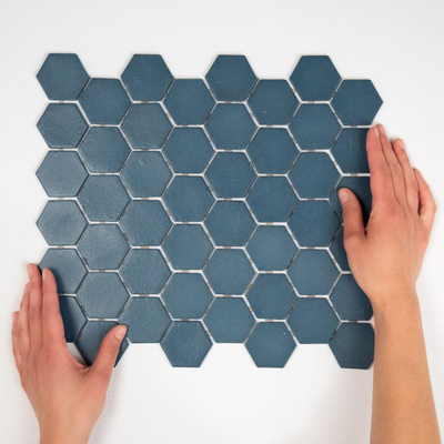 The Mosaic Factory Valencia Carrelage mosaïque hexagonal 27.8x32.5cm pour mur et sol et pour l'intérieur et l'extérieur résistant au gel Bleu mat