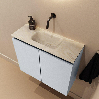 MONDIAZ TURE-DLUX Meuble de toilettes 60 cm Clay. Lavabo EDEN Ostra position milieu. Sans trou de robinet.