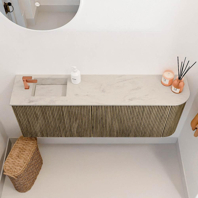 Mondiaz JOYA-DLUX 111.6cm toiletmeubel - ronding rechts kleur Dusk - Wastafel FAYE positie Links 1 kraangat kleur Opalo.