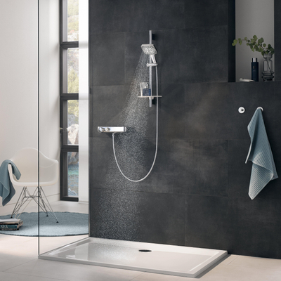 Grohe Vitalio Smaractive 130 Cube Glijstangset - 60cm - vierkante handdouche -3 straalsoorten - gladde doucheslang - met zeepschaal - chroom