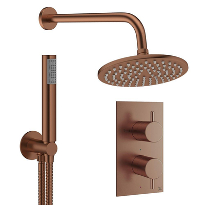 Crosswater MPRO inbouw regendoucheset – Ø20 cm hoofddouche – staafhanddouche – 2 hendels – brons geborsteld