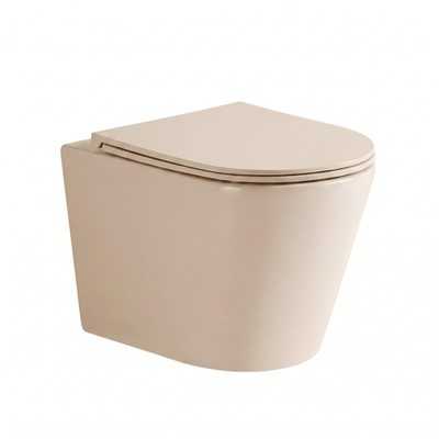QeramiQ Dely WC suspendu – sans bride – profondeur 51,7 cm – avec abattant fin (slim) softclose – beige mat
