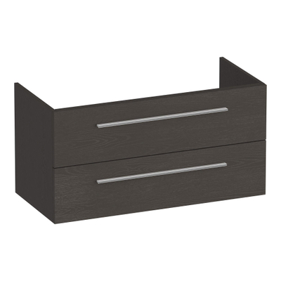 BRAUER Trust meuble sous lavabo 100 excl. poignées à poser 2 tiroirs softclose et 1 découpe pour le siphon - Bois Anthracite