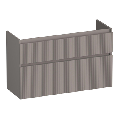BRAUER Delight Wavy wastafelonderkast ondiep 100 2 softclose lades - greeploos - 1 sifon uitsparing - mat taupe
